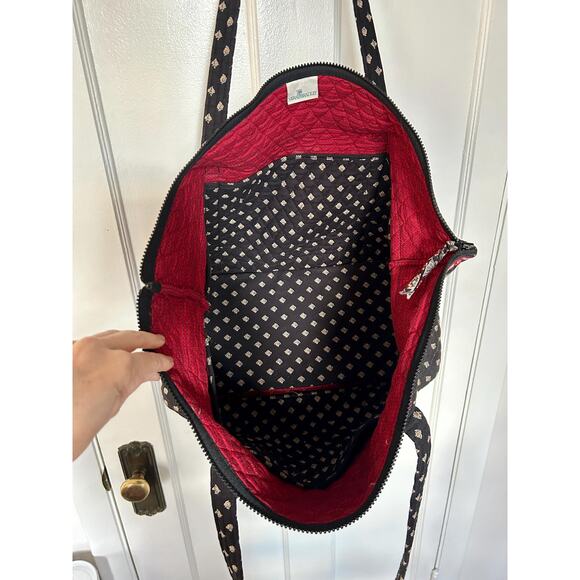 Vintage Vera Bradley Miller Shoulder Black Tote Bag | Overnight Luggage - Picture 6 of 8